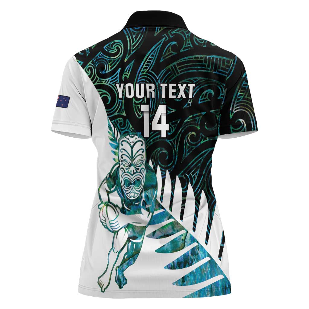 New Zealand Silver Fern Rugby Custom Women Polo Shirt Go All Black Turquoise Maori Paua Shell - Aussie Hoodie