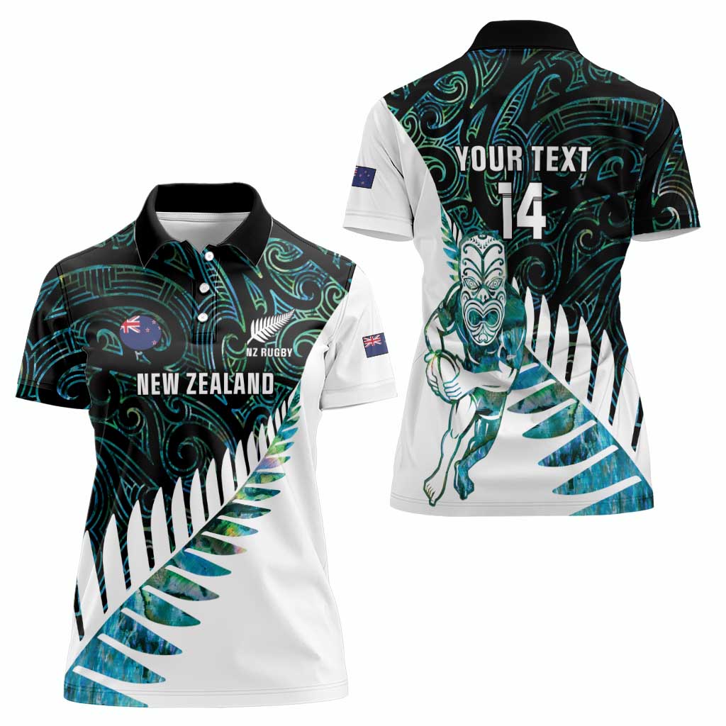 New Zealand Silver Fern Rugby Custom Women Polo Shirt Go All Black Turquoise Maori Paua Shell - Aussie Hoodie