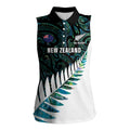 New Zealand Silver Fern Rugby Custom Women Sleeveless Polo Shirt Go All Black Turquoise Maori Paua Shell - Aussie Hoodie