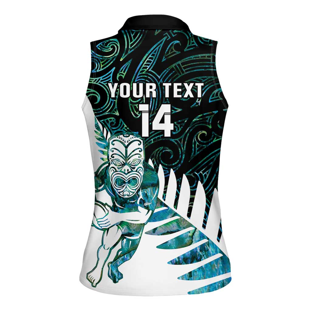 New Zealand Silver Fern Rugby Custom Women Sleeveless Polo Shirt Go All Black Turquoise Maori Paua Shell - Aussie Hoodie