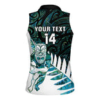 New Zealand Silver Fern Rugby Custom Women Sleeveless Polo Shirt Go All Black Turquoise Maori Paua Shell - Aussie Hoodie