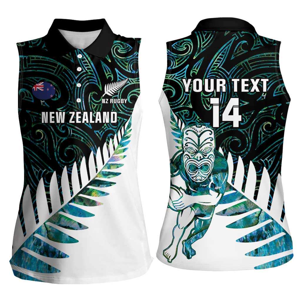 New Zealand Silver Fern Rugby Custom Women Sleeveless Polo Shirt Go All Black Turquoise Maori Paua Shell - Aussie Hoodie