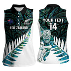 New Zealand Silver Fern Rugby Custom Women Sleeveless Polo Shirt Go All Black Turquoise Maori Paua Shell - Aussie Hoodie