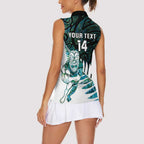 New Zealand Silver Fern Rugby Custom Women Sleeveless Polo Shirt Go All Black Turquoise Maori Paua Shell - Aussie Hoodie