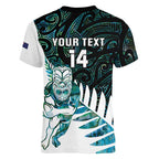 New Zealand Silver Fern Rugby Custom Women V-Neck T-Shirt Go All Black Turquoise Maori Paua Shell - Aussie Hoodie