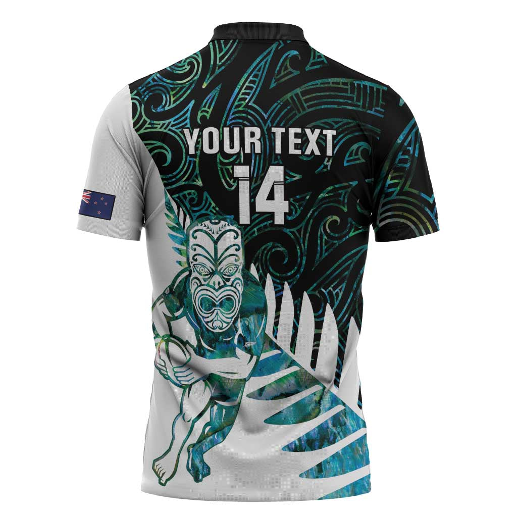 New Zealand Silver Fern Rugby Custom Zipper Polo Shirt Go All Black Turquoise Maori Paua Shell - Aussie Hoodie