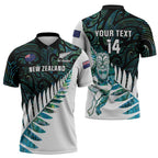 New Zealand Silver Fern Rugby Custom Zipper Polo Shirt Go All Black Turquoise Maori Paua Shell - Aussie Hoodie