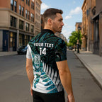 New Zealand Silver Fern Rugby Custom Zipper Polo Shirt Go All Black Turquoise Maori Paua Shell - Aussie Hoodie