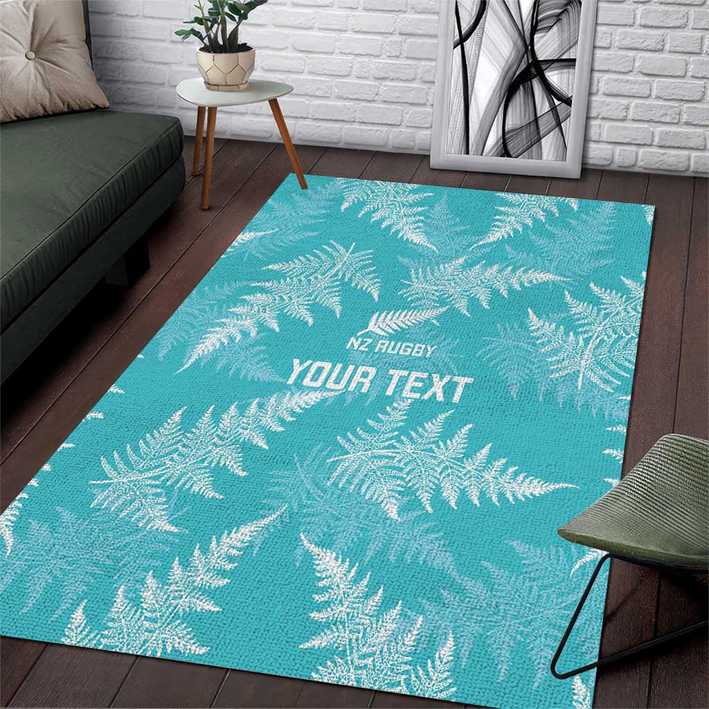 New Zealand Silver Fern Rugby Custom Area Rug Go Aotearoa Champions Turquoise Version - Aussie Hoodie