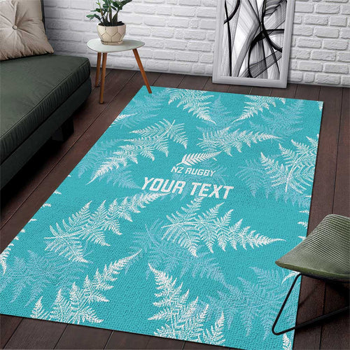 New Zealand Silver Fern Rugby Custom Area Rug Go Aotearoa Champions Turquoise Version - Aussie Hoodie
