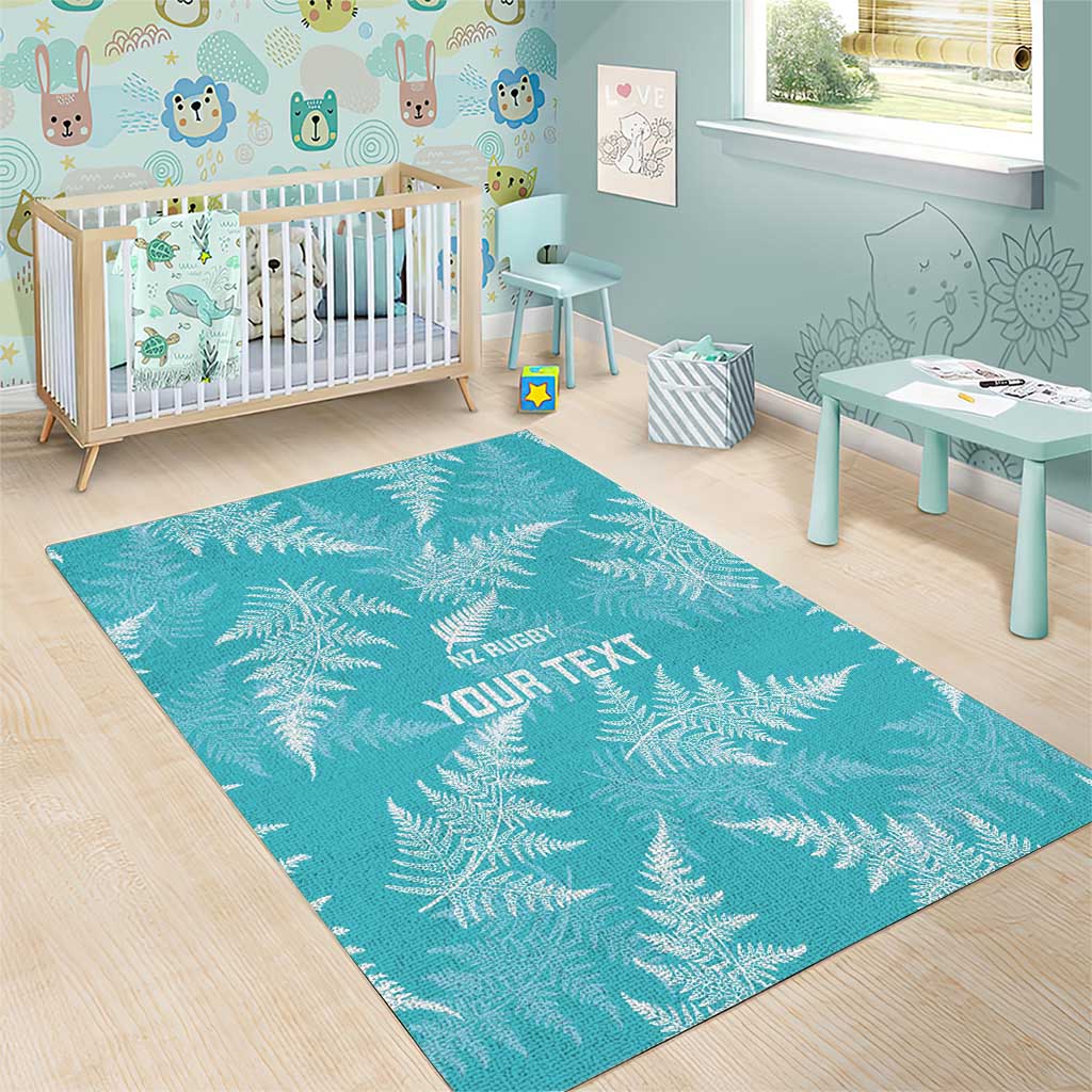 New Zealand Silver Fern Rugby Custom Area Rug Go Aotearoa Champions Turquoise Version - Aussie Hoodie