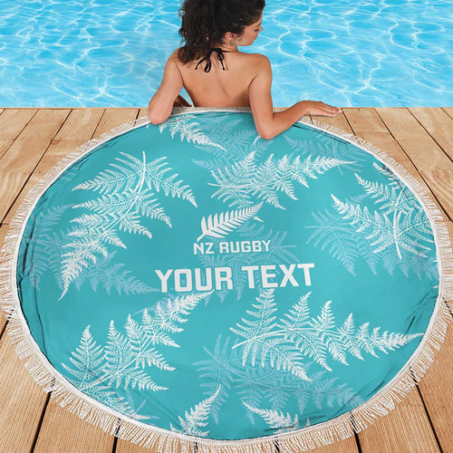 New Zealand Silver Fern Rugby Custom Beach Blanket Go Aotearoa Champions Turquoise Version - Aussie Hoodie