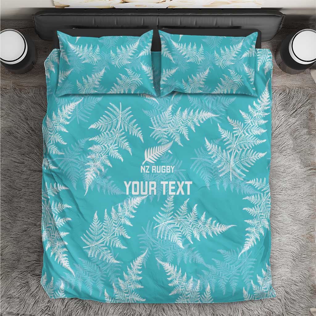New Zealand Silver Fern Rugby Custom Bedding Set Go Aotearoa Champions Turquoise Version - Aussie Hoodie