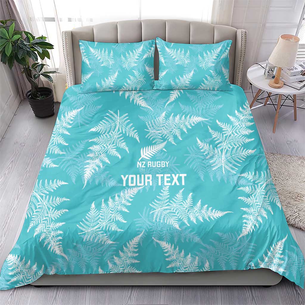New Zealand Silver Fern Rugby Custom Bedding Set Go Aotearoa Champions Turquoise Version - Aussie Hoodie
