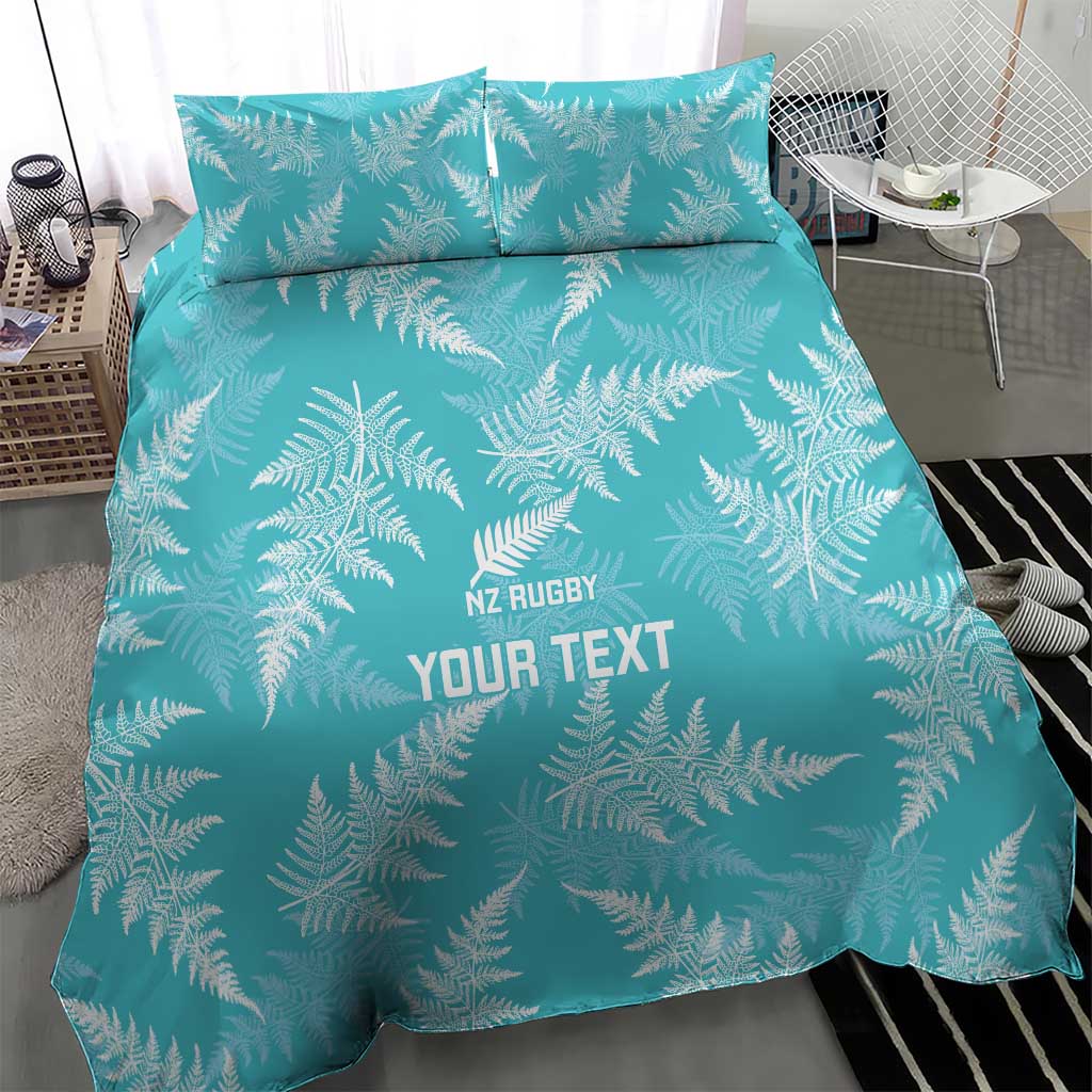 New Zealand Silver Fern Rugby Custom Bedding Set Go Aotearoa Champions Turquoise Version - Aussie Hoodie