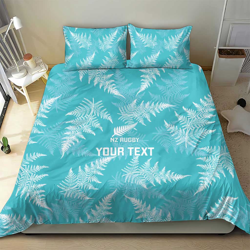 New Zealand Silver Fern Rugby Custom Bedding Set Go Aotearoa Champions Turquoise Version - Aussie Hoodie