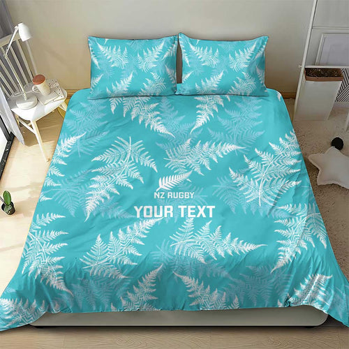 New Zealand Silver Fern Rugby Custom Bedding Set Go Aotearoa Champions Turquoise Version - Aussie Hoodie
