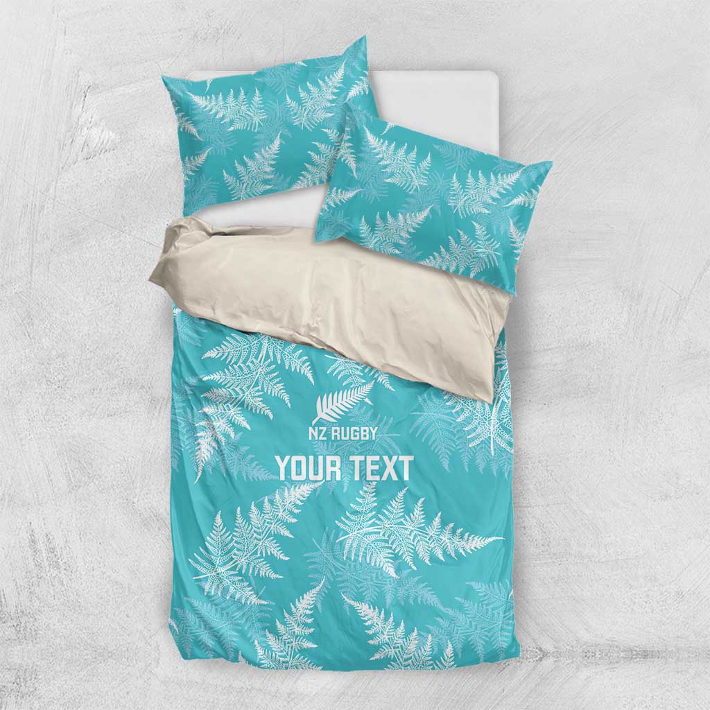 New Zealand Silver Fern Rugby Custom Bedding Set Go Aotearoa Champions Turquoise Version - Aussie Hoodie