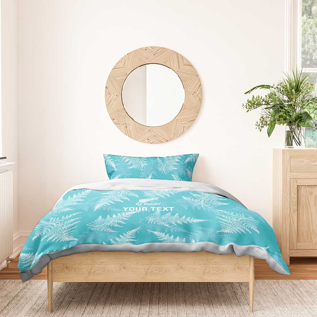 New Zealand Silver Fern Rugby Custom Bedding Set Go Aotearoa Champions Turquoise Version - Aussie Hoodie