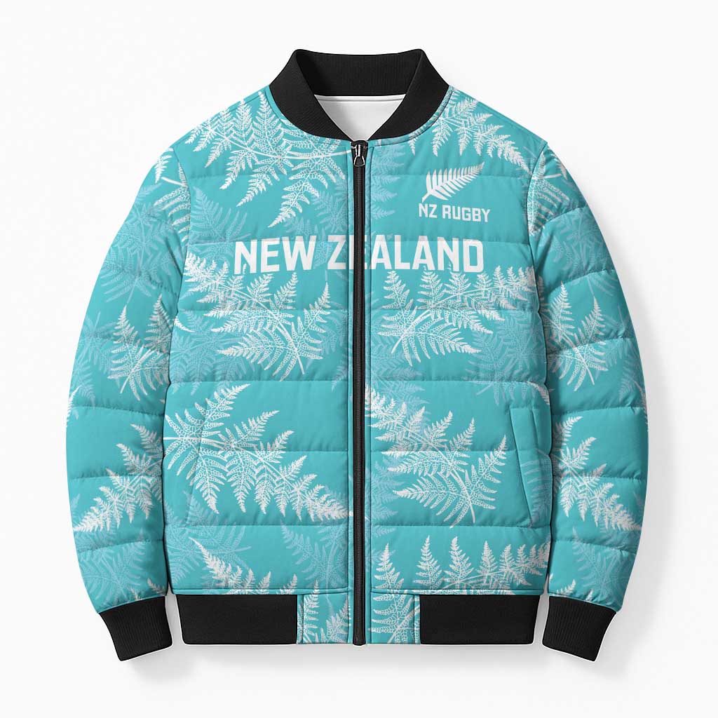 New Zealand Silver Fern Rugby Custom Bomber Puffer Jacket Go Aotearoa Champions Turquoise Version - Aussie Hoodie