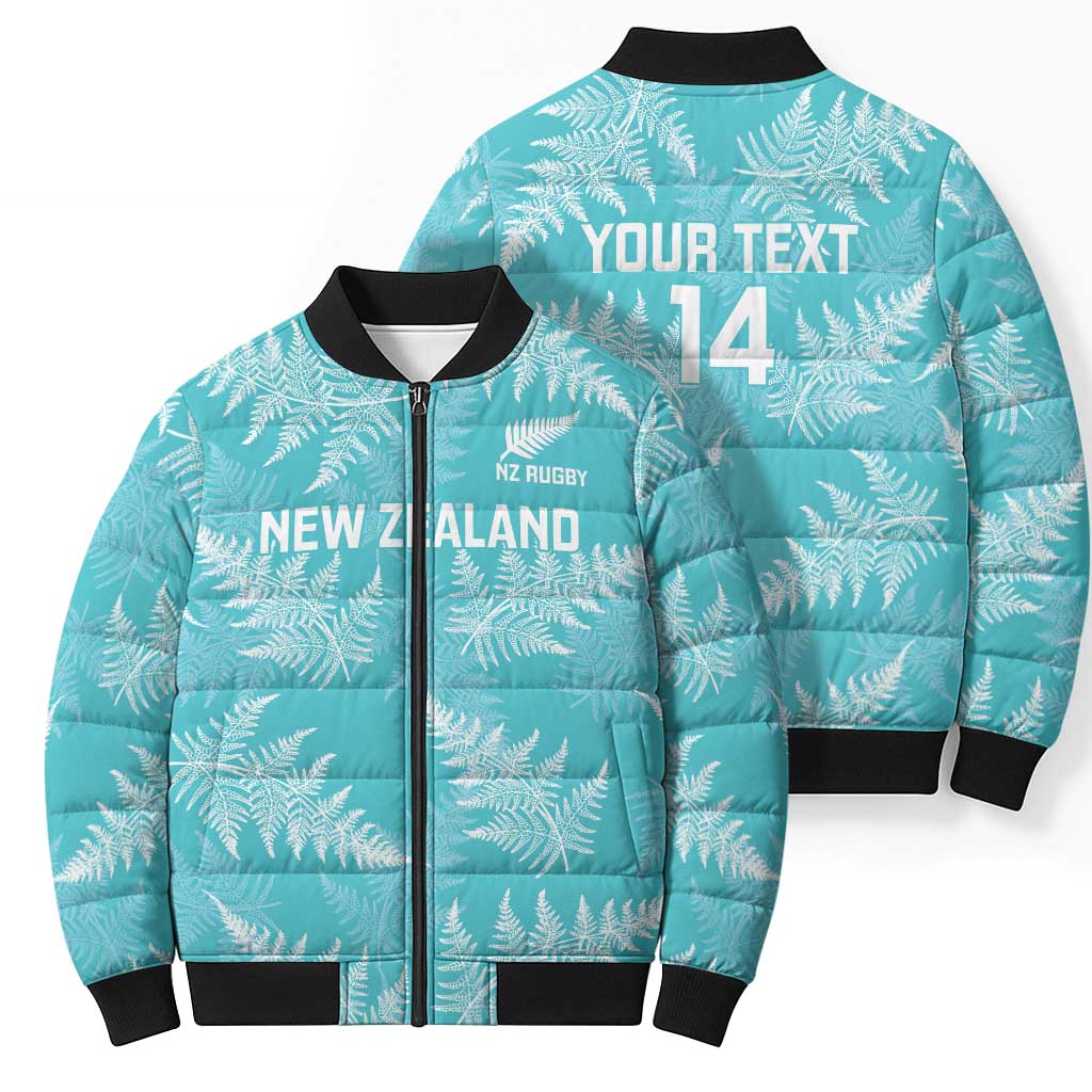 New Zealand Silver Fern Rugby Custom Bomber Puffer Jacket Go Aotearoa Champions Turquoise Version - Aussie Hoodie
