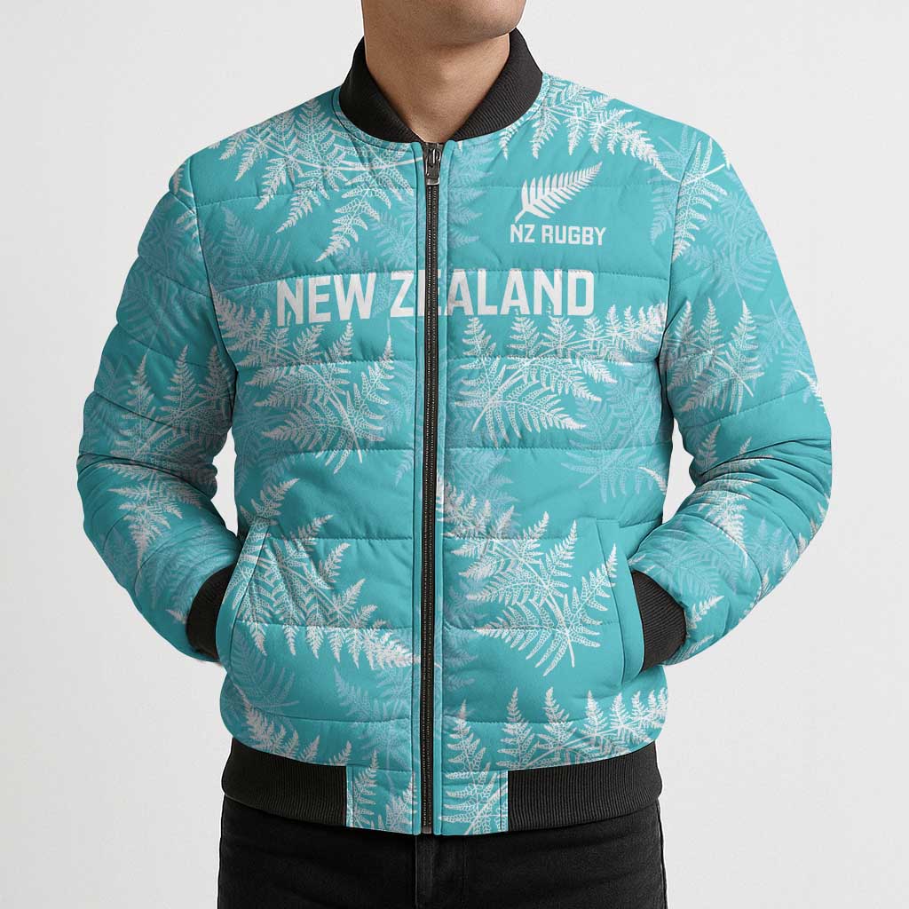 New Zealand Silver Fern Rugby Custom Bomber Puffer Jacket Go Aotearoa Champions Turquoise Version - Aussie Hoodie