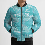 New Zealand Silver Fern Rugby Custom Bomber Puffer Jacket Go Aotearoa Champions Turquoise Version - Aussie Hoodie