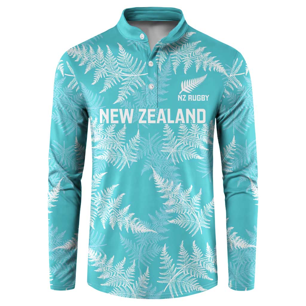 New Zealand Silver Fern Rugby Custom Button Sweatshirt Go Aotearoa Champions Turquoise Version - Aussie Hoodie