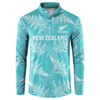 New Zealand Silver Fern Rugby Custom Button Sweatshirt Go Aotearoa Champions Turquoise Version - Aussie Hoodie