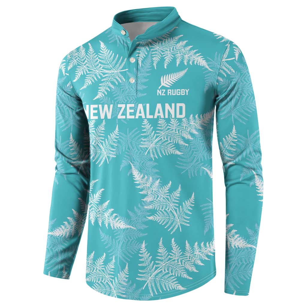 New Zealand Silver Fern Rugby Custom Button Sweatshirt Go Aotearoa Champions Turquoise Version - Aussie Hoodie