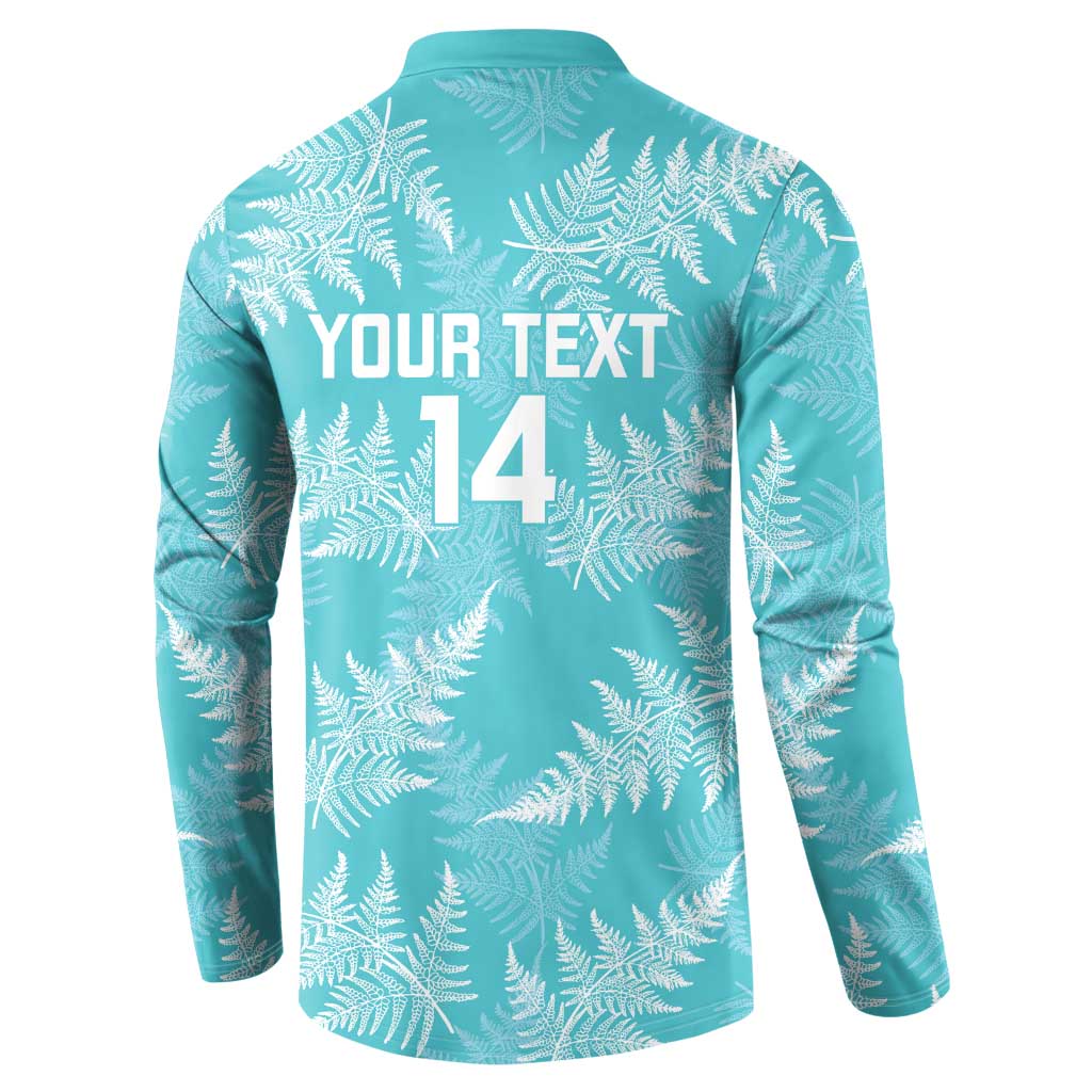 New Zealand Silver Fern Rugby Custom Button Sweatshirt Go Aotearoa Champions Turquoise Version - Aussie Hoodie