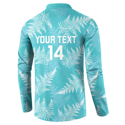 New Zealand Silver Fern Rugby Custom Button Sweatshirt Go Aotearoa Champions Turquoise Version - Aussie Hoodie