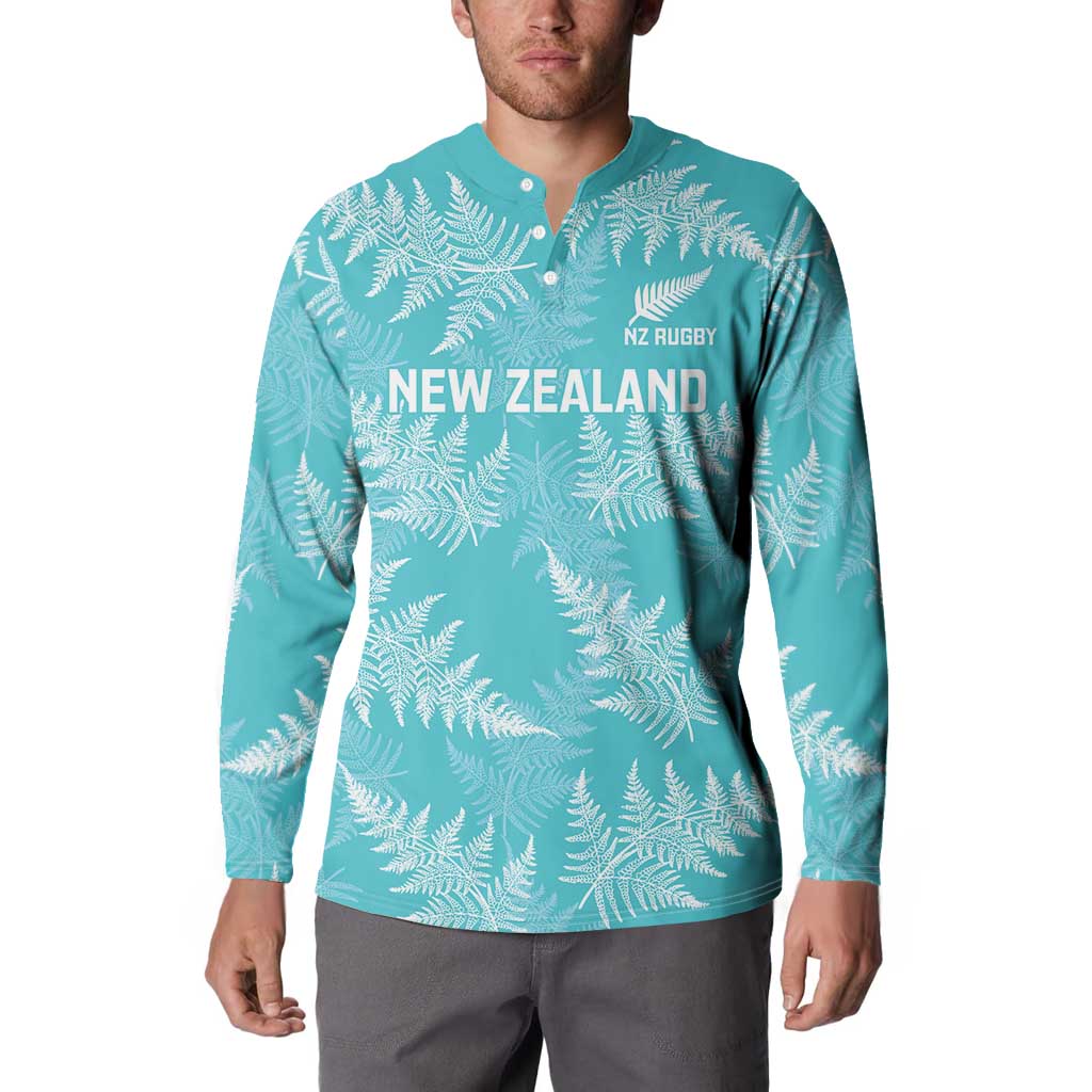 New Zealand Silver Fern Rugby Custom Button Sweatshirt Go Aotearoa Champions Turquoise Version - Aussie Hoodie
