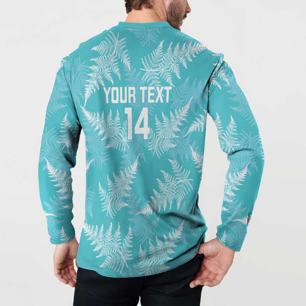 New Zealand Silver Fern Rugby Custom Button Sweatshirt Go Aotearoa Champions Turquoise Version - Aussie Hoodie