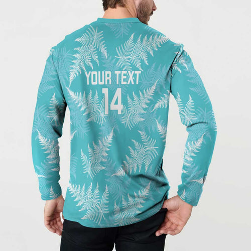 New Zealand Silver Fern Rugby Custom Button Sweatshirt Go Aotearoa Champions Turquoise Version - Aussie Hoodie