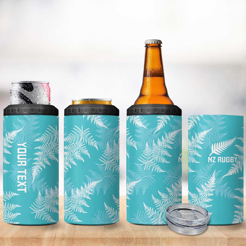 New Zealand Silver Fern Rugby Custom 4 in 1 Can Cooler Tumbler Go Aotearoa Champions Turquoise Version - Aussie Hoodie