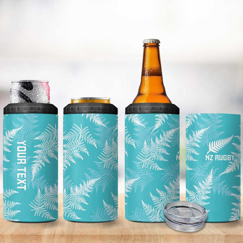 New Zealand Silver Fern Rugby Custom 4 in 1 Can Cooler Tumbler Go Aotearoa Champions Turquoise Version - Aussie Hoodie