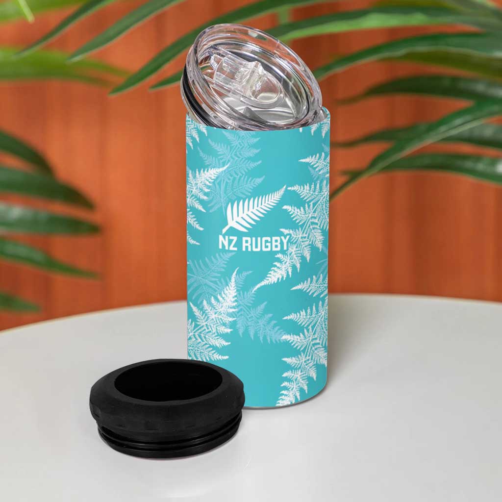 New Zealand Silver Fern Rugby Custom 4 in 1 Can Cooler Tumbler Go Aotearoa Champions Turquoise Version - Aussie Hoodie