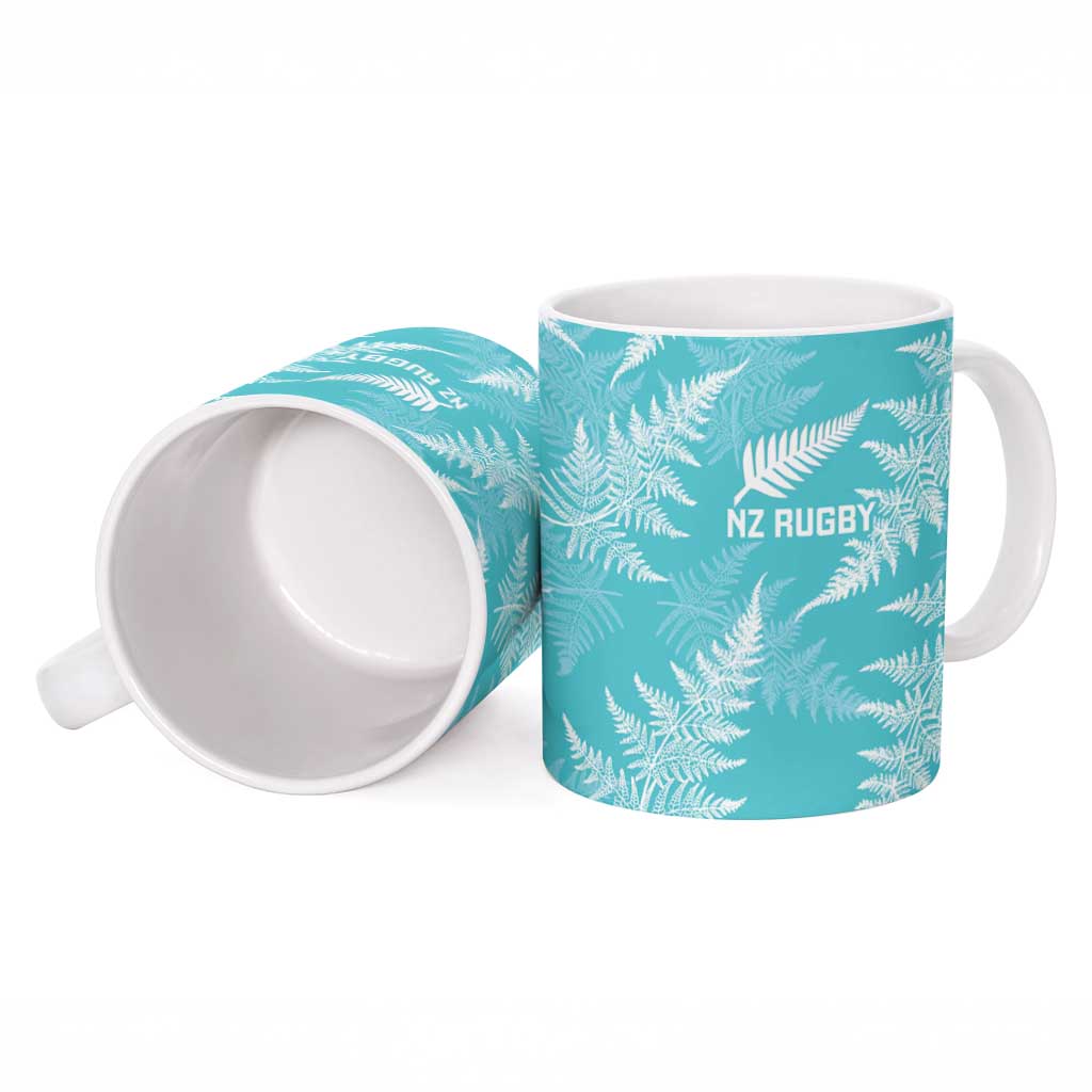 New Zealand Silver Fern Rugby Custom Ceramic Mug Go Aotearoa Champions Turquoise Version - Aussie Hoodie