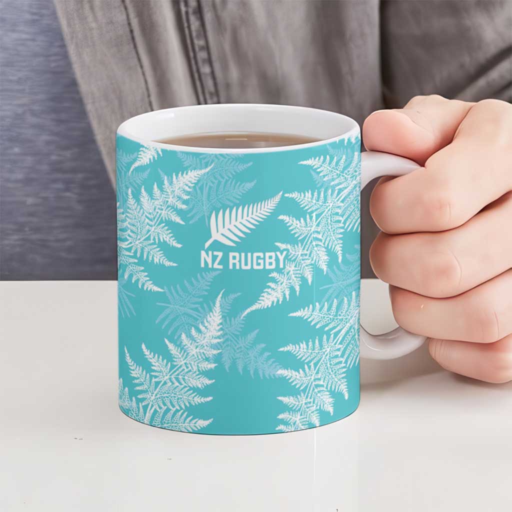 New Zealand Silver Fern Rugby Custom Ceramic Mug Go Aotearoa Champions Turquoise Version - Aussie Hoodie