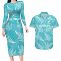 New Zealand Silver Fern Rugby Custom Couples Matching Long Sleeve Bodycon Dress and Hawaiian Shirt Go Aotearoa Champions Turquoise Version - Aussie Hoodie