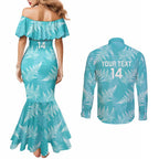 New Zealand Silver Fern Rugby Custom Couples Matching Mermaid Dress and Long Sleeve Button Shirt Go Aotearoa Champions Turquoise Version - Aussie Hoodie