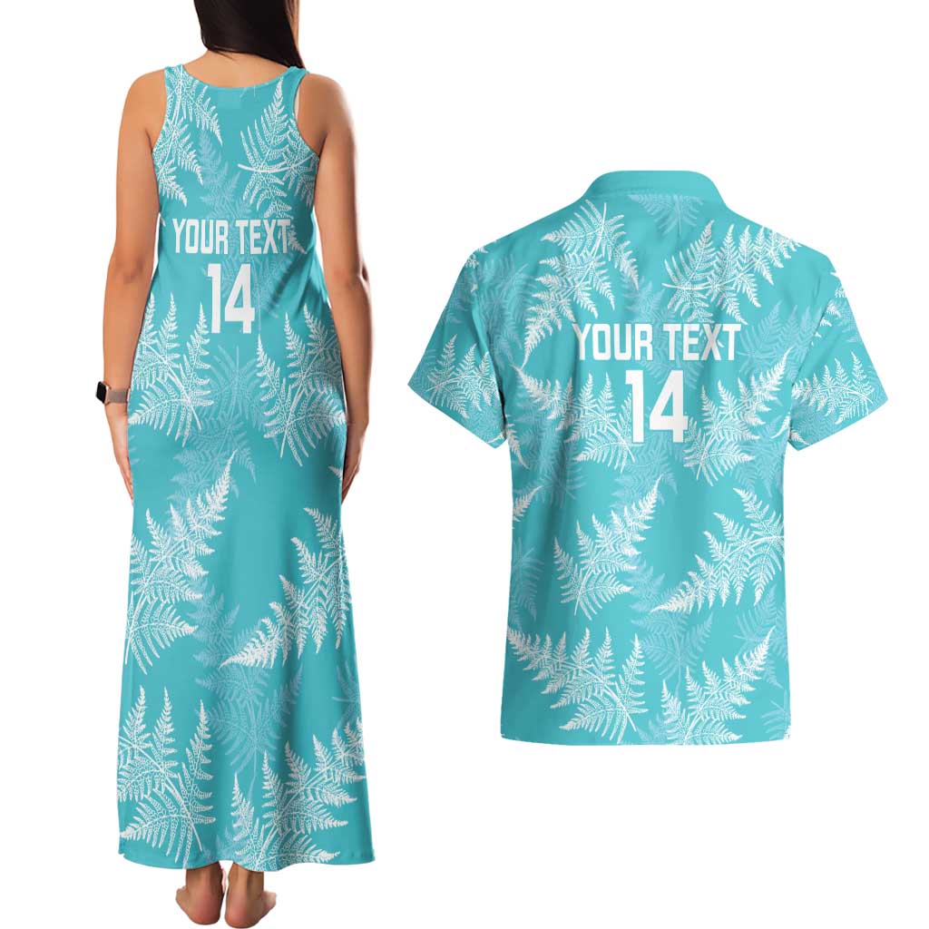 New Zealand Silver Fern Rugby Custom Couples Matching Tank Maxi Dress and Hawaiian Shirt Go Aotearoa Champions Turquoise Version - Aussie Hoodie