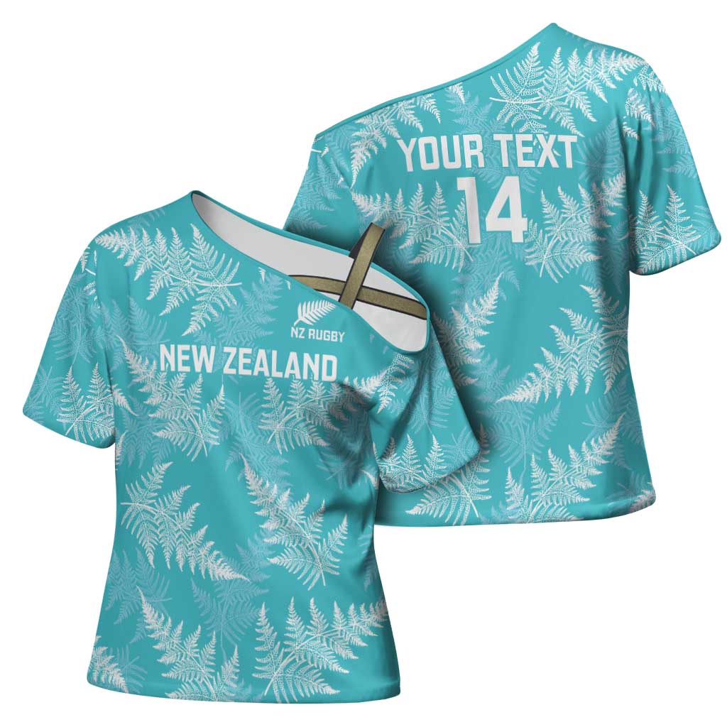 New Zealand Silver Fern Rugby Custom Cross Shoulder Shirt Go Aotearoa Champions Turquoise Version - Aussie Hoodie