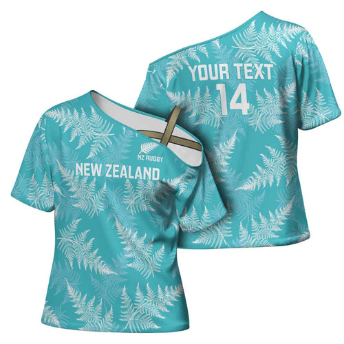 New Zealand Silver Fern Rugby Custom Cross Shoulder Shirt Go Aotearoa Champions Turquoise Version - Aussie Hoodie