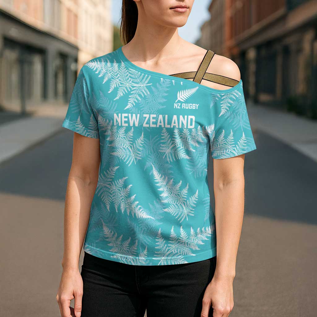 New Zealand Silver Fern Rugby Custom Cross Shoulder Shirt Go Aotearoa Champions Turquoise Version - Aussie Hoodie