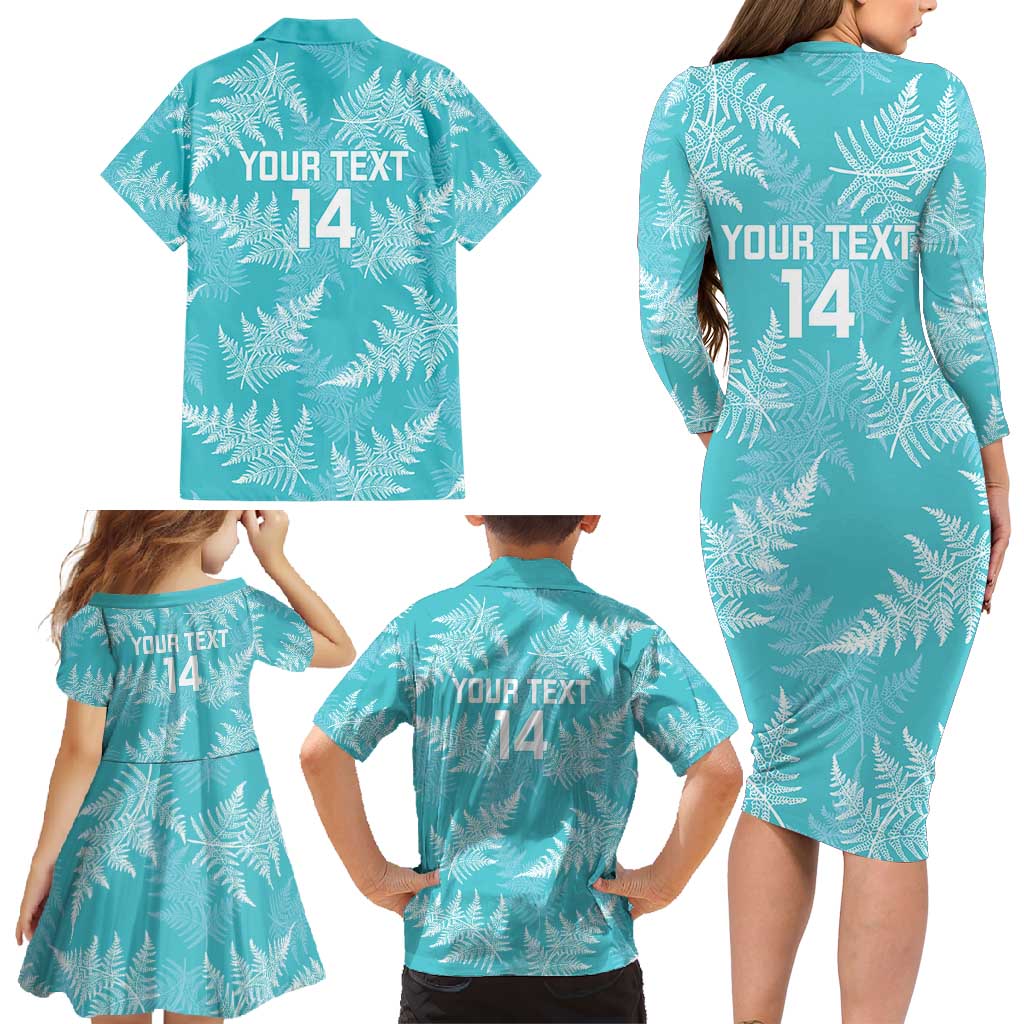 New Zealand Silver Fern Rugby Custom Family Matching Long Sleeve Bodycon Dress and Hawaiian Shirt Go Aotearoa Champions Turquoise Version - Aussie Hoodie