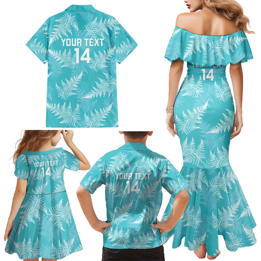 New Zealand Silver Fern Rugby Custom Family Matching Mermaid Dress and Hawaiian Shirt Go Aotearoa Champions Turquoise Version - Aussie Hoodie