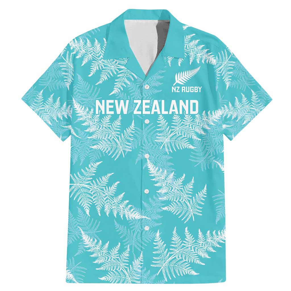 New Zealand Silver Fern Rugby Custom Family Matching Mermaid Dress and Hawaiian Shirt Go Aotearoa Champions Turquoise Version - Aussie Hoodie