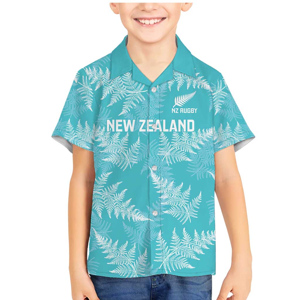 New Zealand Silver Fern Rugby Custom Family Matching Mermaid Dress and Hawaiian Shirt Go Aotearoa Champions Turquoise Version - Aussie Hoodie